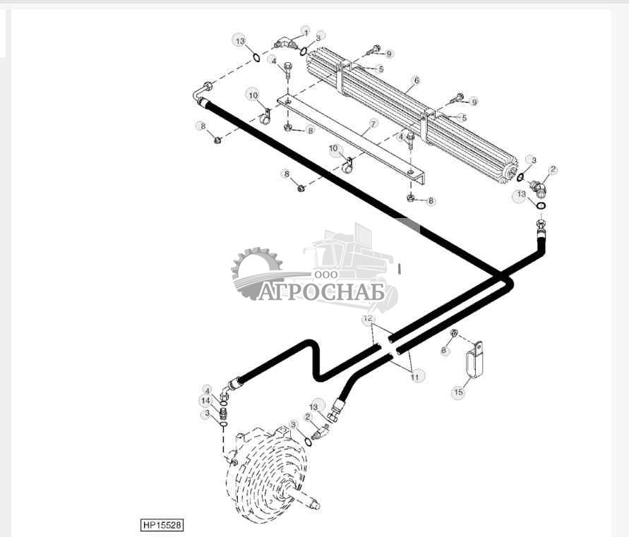 FEEDER HOUSE GEARCASE OIL COOLER AND HOSES 
